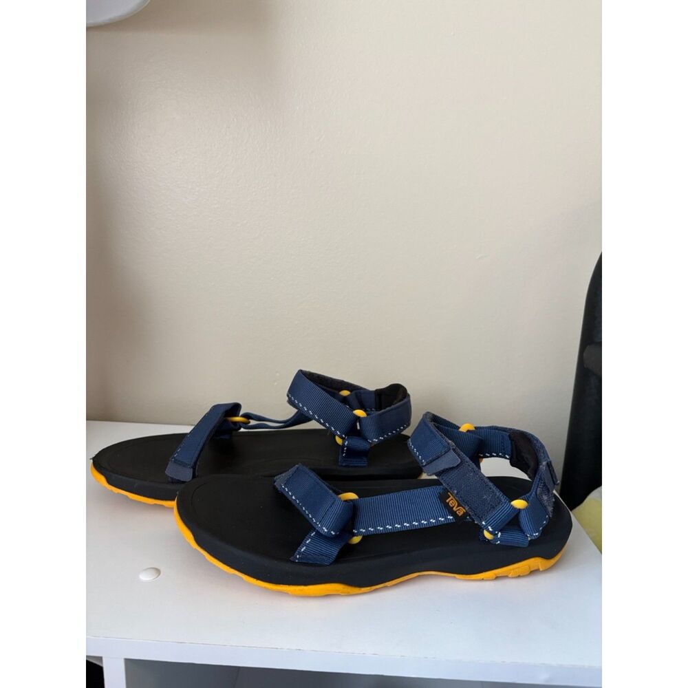 Teva Hurricane Sandals Navy Blue Yellow Sport Sandals, Women's/Youth 7